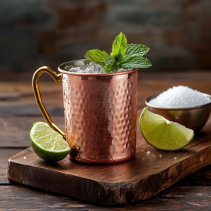 Kentucky Mule Recipe plating with garnishes and sugar rim option